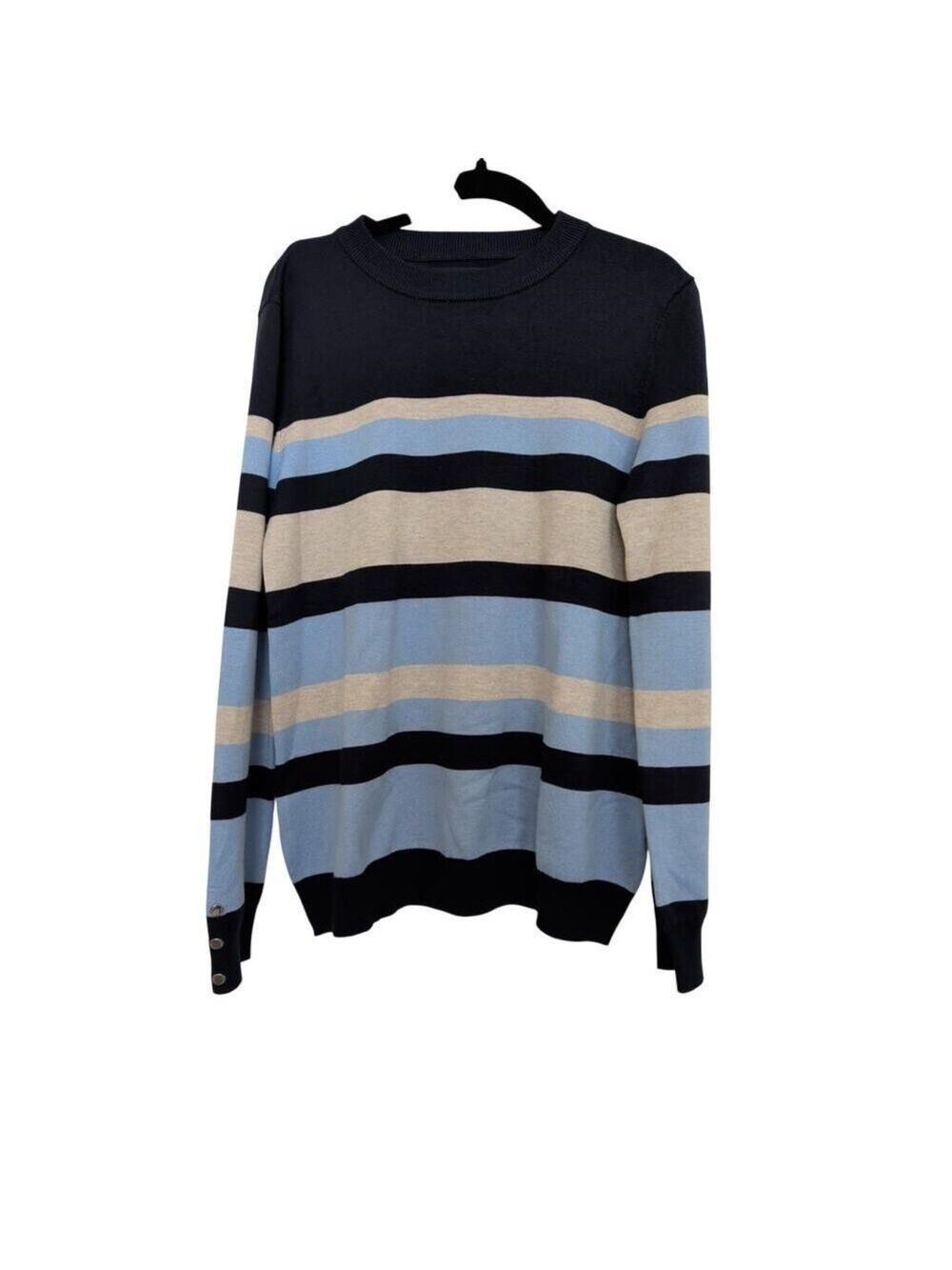 Women's Rafaella Striped Sweater Peacoat Size M